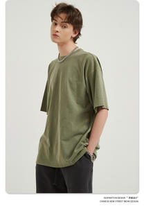 T-shirts pour hommes en coton 100% uni à col rond en gros, 220 grammes, tricotés, surdimensionnés, imprimés, décontractés, écologiques, en liquidation - Product Image 4