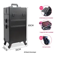 Nouvelle valise de beauté professionnelle multicouche, grande capacité, boîte à maquillage, chariot à roulettes décontracté, valise de voyage à roulettes
