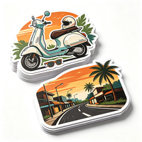 Autocollants de culture moto Haoxuan en vinyle PVC blanc pour casque de vélo, motifs urbains tropicaux, finition mate, imperméables et résistants à l'usure
