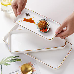 OEM ODM Assiette Blanche Buffect Plato cuadrado apilable de porcelana duradera blanca Plato de cena rectangular de cerámica blanca - Product Image 1