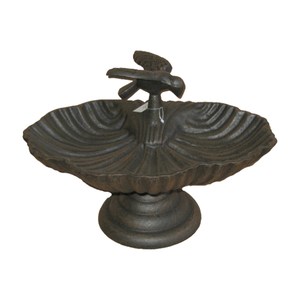 Cast Iron <strong>Bird</strong> <strong>Bath</strong> for Garden Leaf Shaped <strong>Pedestal</strong> Birdbath Traditional Style Rustic Metal Effect Standing Outdoor Water Bowl - Product Image 5
