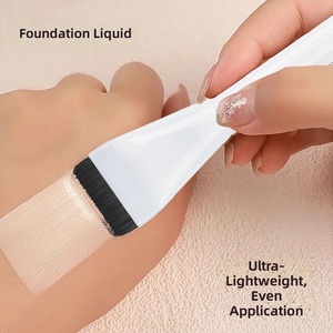 Flat Makeup Brush Ultra Thin Straight Flat Head Plastic Handle Soft Synthetic Bristles Low Powder Pickup Face Tool - Product Image 3