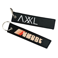 Porte-clés brodé personnalisé en tissu avec logo, double face, style « Flight Tag », vente en gros pour fabricants