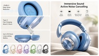 Casque de jeu supra-auriculaire 2026 avec Bluetooth 5.4 et suppression active du bruit sans fil