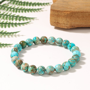 Bracciale Bohemien Sudafricano con Turchese e Perline, 8mm, <span class=keywords><strong>in</strong></span> Pietra Naturale, Elastico, Gioiello Curativo, Protettivo e Calmante, Vendita all'Ingrosso - Product Image 4
