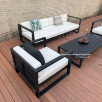 Canapé de jardin en aluminium Hangkai au design simple avec coussins pour mobilier d'extérieur de villa