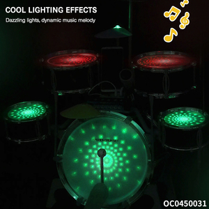 Nhạc Cụ Đào Tạo Điện Bé Trẻ Em Jazz Trống Đặt Đồ Chơi Với Ghế Âm Nhạc Ánh Sáng - Product Image 4