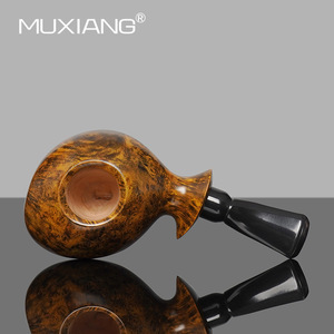 Muxiang Handmade Briarwood Pipe Bent Type 3mm Filter Tobacco Pipe For Men - Product Image 3