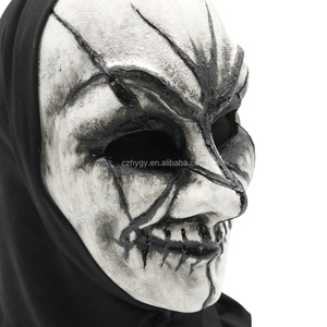 Topeng Joker pembunuh biarawati <span class=keywords><strong>Halloween</strong></span> gila Cosplay gaya seram dengan Hood untuk pesta tema pria terbakar dan pernikahan - Product Image 2