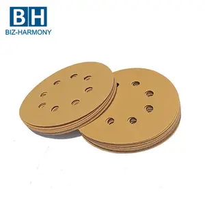 High Quality 100mm 115mm 125mm 150mm 180mm Abrasive Golden Yellow Automotive Sand Paper Sanding Disc For Sale