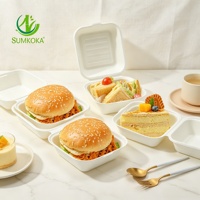 Contenants alimentaires écologiques Sumkoka en bagasse de 450 ml et 6 pouces, boîtes à clapet en bagasse, boîtes à emporter jetables