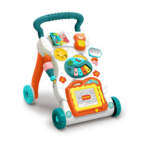 Poussette trotteur multifonctionnelle 3-en-1 en plastique, motif dessin animé, pour tout-petits, avec musique et lumières, pour apprendre à marcher et s'asseoir-debout