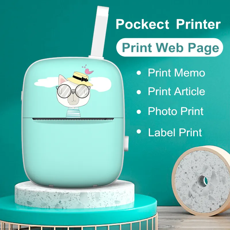 New Mini Portable Wireless Printer BT Stickers Thermal Mobile Photo Label Maker Inkless Printer Pocket Printer