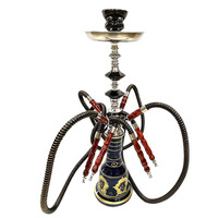 Nouveau design moderne, chicha arabe en acrylique de taille moyenne, ensemble de 55 cm – Pot à chicha double à quatre tuyaux