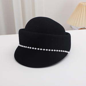 Chapeau d'équitation en laine J23, fedora en feutre, béret britannique pour femmes, automne-hiver, double bord, casquette de chevalier - Product Image 2