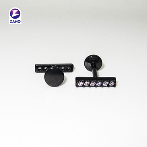 Piercing Labret pour Enfants en Acier Chirurgical 316L, Filetage Interne, 6 Zircons CNC, Plaqué Or Noir PVD, Forme Lune, Cadeau - Product Image 5