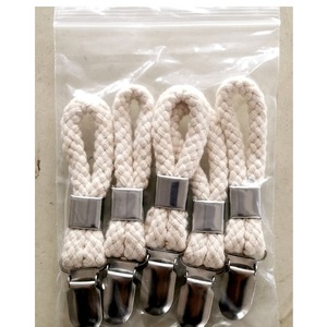 Attaches-serviettes suspendues en métal avec boucle en coton tressé et <span class=keywords><strong>pince</strong></span> métallique <span class=keywords><strong>pour</strong></span> salle de bain - Product Image 2