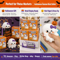 Southpeak Toy Squishy Fantôme d'Halloween en TPR souple à rebond lent, Kawaii, anti-stress, vente en gros, boîte cadeau incluse, 2 styles