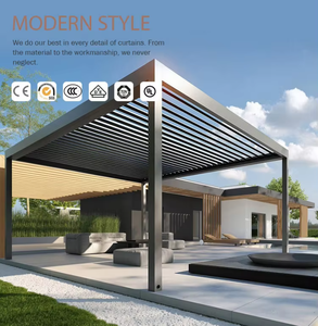 Pergola bioclimatique en aluminium avec toit à lames orientables, imperméable, pour protection contre la neige, idéale pour l'extérieur - Product Image 4