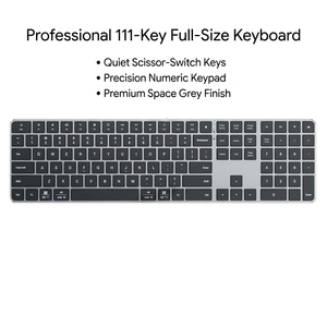 New Ergonomic 111-<b>Key</b> Full Size Wireless Keyboard Numeric Keypad <b>USB</b> 3.0 Aluminum Ultra Thin for Desktop Office Gaming PC 2.4GHz - Product Image 1
