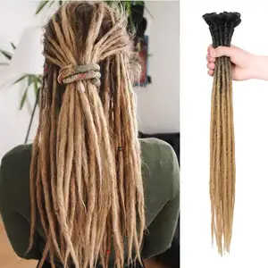 2 color custom silk double ended dreadlocks hair extensions product, fluffy 24" long 0.4cm dreadlock braids hair weave in bulk