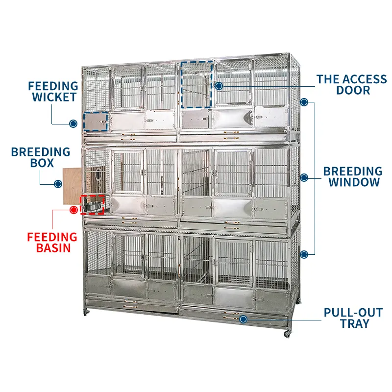 Empilhável Dividido Criador Criação Periquito Bird Cage para Canárias Calopsitas Lovebirds Tentilhões Periquitos Papagaios com rolamento