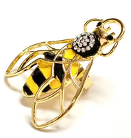 Nouvelle mode abeille serviette fermoir en alliage de Zinc gouttes d'huile insectes cristal diamants serviette anneau ajusté femmes bijoux en gros