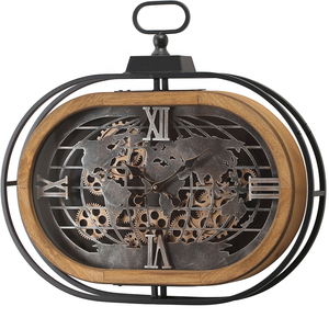 นาฬิกาแขวนผนังรูปทรงรีทันสมัยอุปกรณ์เคลื่อนที่ทำจากไม้โลหะรูปวงรีนาฬิกาแขวนผนังแบบสร้างสรรค์สำหรับบ้าน - Product Image 2