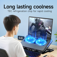 Support de refroidissement pour ordinateur portable pliable et réglable en hauteur avec 2 ventilateurs et 2 ports USB, en alliage, pour gaming et bureau