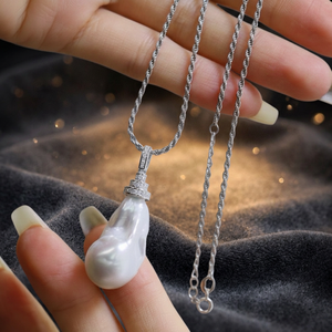 LAVINA Luxury Jewelry Rhodium Plated 925 Sterling Silver Zircon Vintage Pearl Fashion <b>Statement</b> <b>Necklace</b> Unisex Weddings - Product Image 3