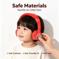 Headphone Audio Anak BuddyPhones, Headset Bluetooth Nirkabel Kartun Lucu Nyaman Digunakan di Rumah & Perjalanan