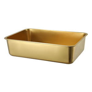 Stainless Steel <b>Gold</b> <b>Serving</b> <b>Tray</b> Rectangular With Lid Microwave Safe For Food Storage And Cooking - Product Image 4