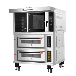 Good Commercial Bakery 5 bandejas Horno de circulación de aire caliente 2 cubiertas Combinación de convección eléctrica Juego de horno combinado para pan Pizza - Product Image 1