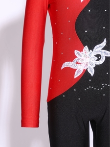 Combinaison de performance pour garçons de 6 à 16 ans, col montant, design color block, manches longues, coupe ajustée, costumes de patinage artistique personnalisés pour hommes - Product Image 4