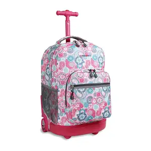 High Capacity 18 inch Cartoon Kids Trolley Bag Wheeled Bookbag Children School Rolling Backpack with Wheels for Girls Boys Teen