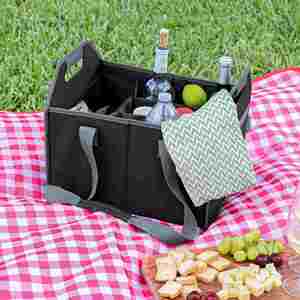 Sac de transport pliable pour 12 bouteilles de vin, avec séparateurs pour verres à champagne et bière, idéal pour pique-nique - Product Image 6