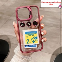 Coque de téléphone transparente en acrylique avec support invisible pour iPhone 18 Pro, 18 Pro Max, 17/16/15 avec film de protection en verre allié