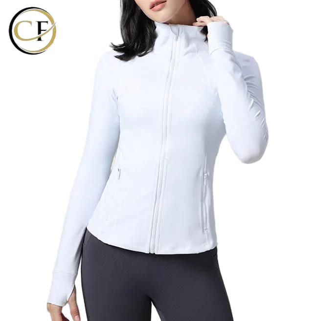 Women's Plus Size Breathable Full-Zip Yoga Top Fitness & Workout Jacket with Gold Zipper Waist Logo Women's Athleisure Outerwear