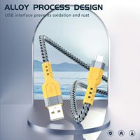 Câble de données USB2.0 Micro Type-C en nylon tressé super rapide en cuivre pur de 1 m pour téléphones mobiles