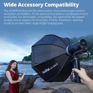 Flash de Estudio Profesional AD300PRO II TTL HSS para Exteriores, 300W de Potencia con Luz de Modelado Bicolor - Product Image 2