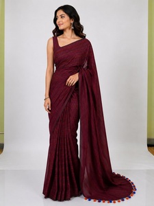 <b>Maroon</b> Striped Cotton <b>Saree</b> Fashionable Women's Premium Cotton <b>Saree</b> Soft Fabric Traditional Indian Ethnic Wear for Office Daily - Product Image 1