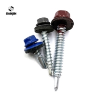 Vis autoperceuses en acier pour toiture métallique, tête hexagonale, oxyde de zinc rouge, avec rondelle EPDM, vis pour bois, vis pour tôle, couleur RAL 3009