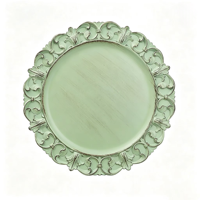Assiette de Présentation Verte en Plastique de 13 Pouces, Style Vintage Ornée, Forme Irrégulière, Réutilisable pour Mariages, Fêtes et Tables de Noël