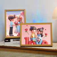 Peinture Murale Lumineuse à LED Créative avec Éclairage 3 Couleurs, Lampe de Nuit Décorative A4 LED, Cadre Photo Ombre Soleil