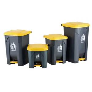 Rectangular 50-Litre HDPE Plastic Waste Bin With Lid Stackable And Pedal Operated Dust Container