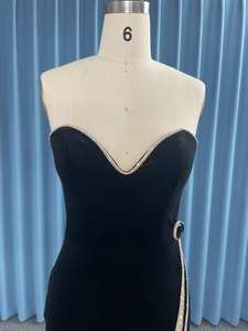 <span class=keywords><strong>Robe</strong></span> <span class=keywords><strong>de</strong></span> soirée élégante et luxueuse, longue jusqu'au sol, avec décoration en strass, fente latérale, sans manches, style chic - Product Image 2