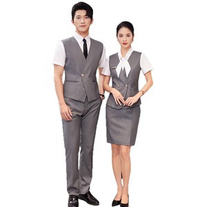 Women's Elegant Professional Vest Suit Solid Color Slim Fit For Hotel Front Desk Property Management Beauty Salon Work Uniforms - Product Image 5