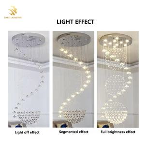 Benutzer definierte große Gold moderne Kristall Kronleuchter LED Treppe Hotel Esszimmer Pendel leuchten - Product Image 5