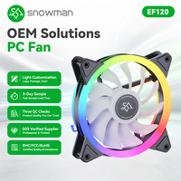Ventilateur de boîtier PC SNOWMAN EF120-ARGB-BK 120mm Noir ARGB 45CFM avec Halo extérieur, PWM, roulement hydraulique, synchronisation 5V 3 broches, vente en gros