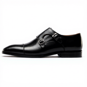 Zapatos de Hombre Negros de Cuero con Doble Hebilla, Piel de Becerro Italiana de Primera Calidad, Suela de Goma Antideslizante, Formales, de Negocios, para Boda, de Lujo - Product Image 3